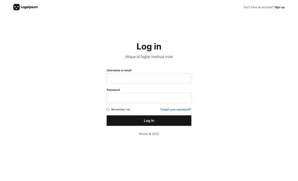 Login page 1 布局预览