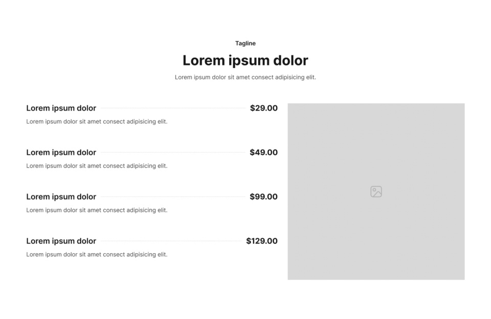 Pricing Section 16 布局预览