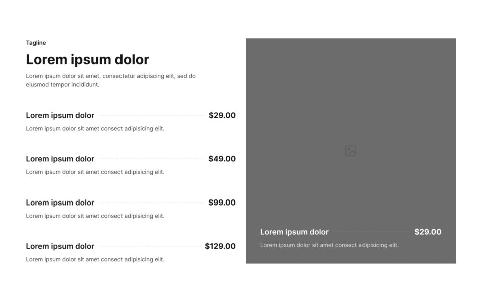 Pricing Section 17 布局预览