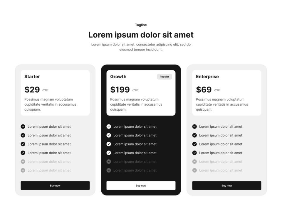 Pricing Section 18 布局预览