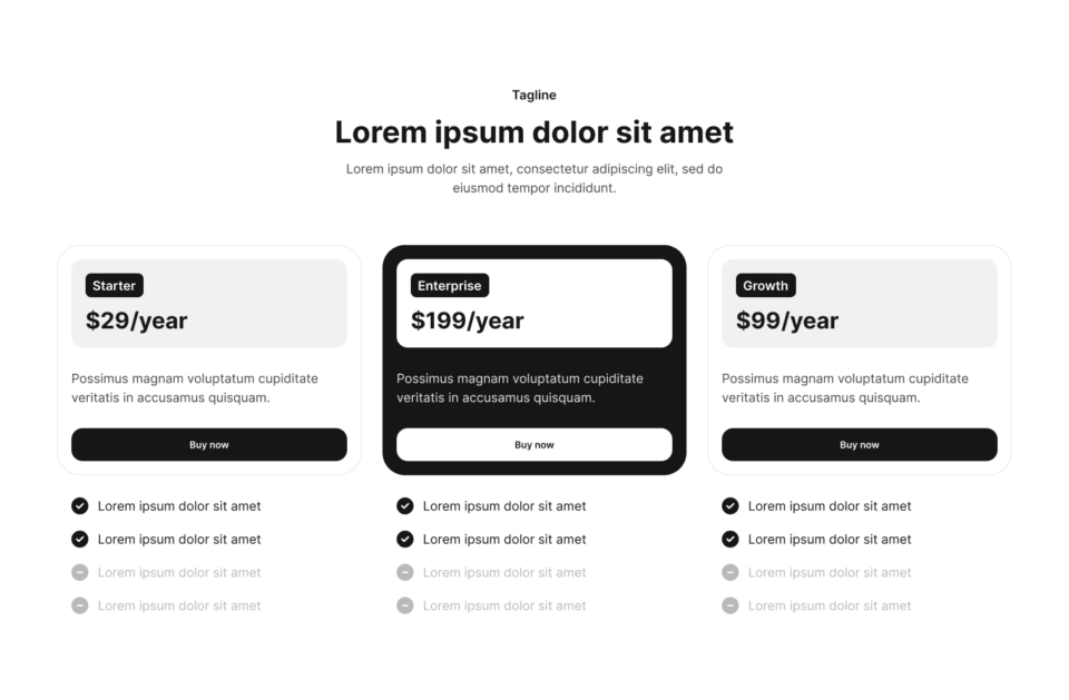 Pricing Section 19 布局预览