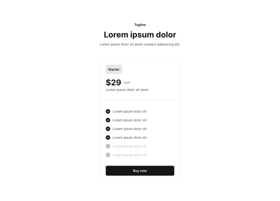 Pricing Section 2 布局预览