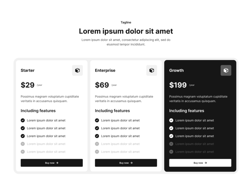 Pricing Section 25 布局预览
