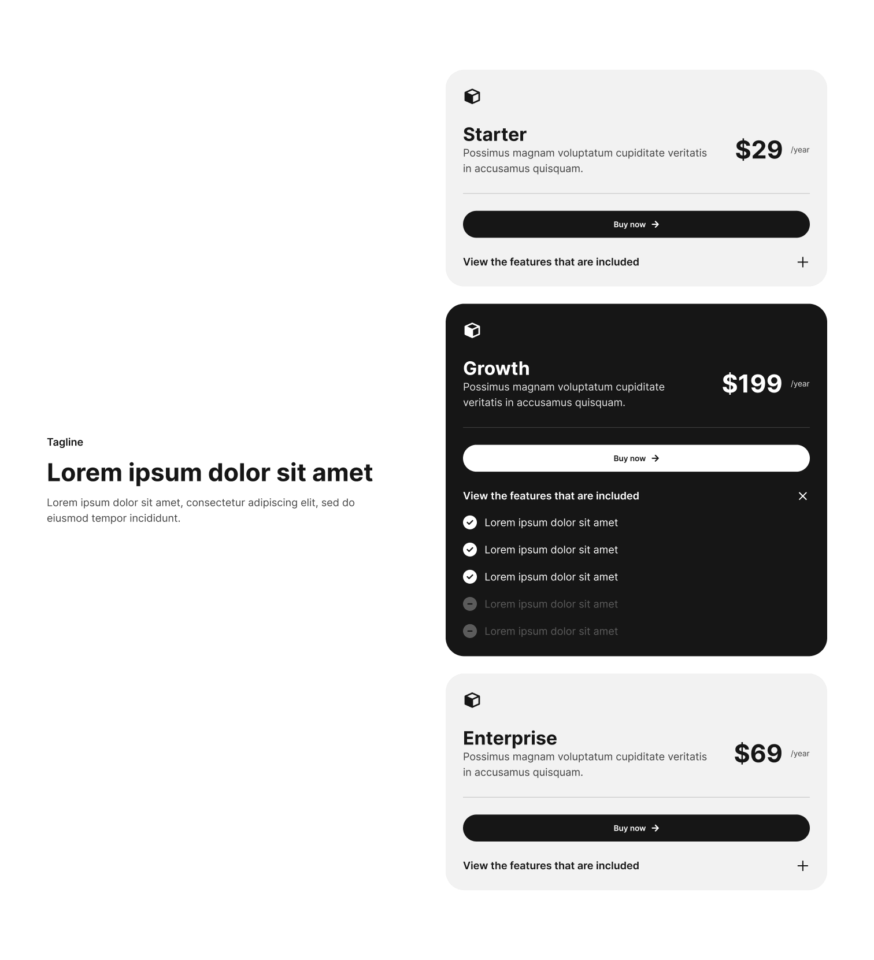 Pricing Section 28 布局预览