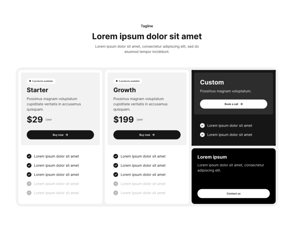 Pricing Section 29 布局预览