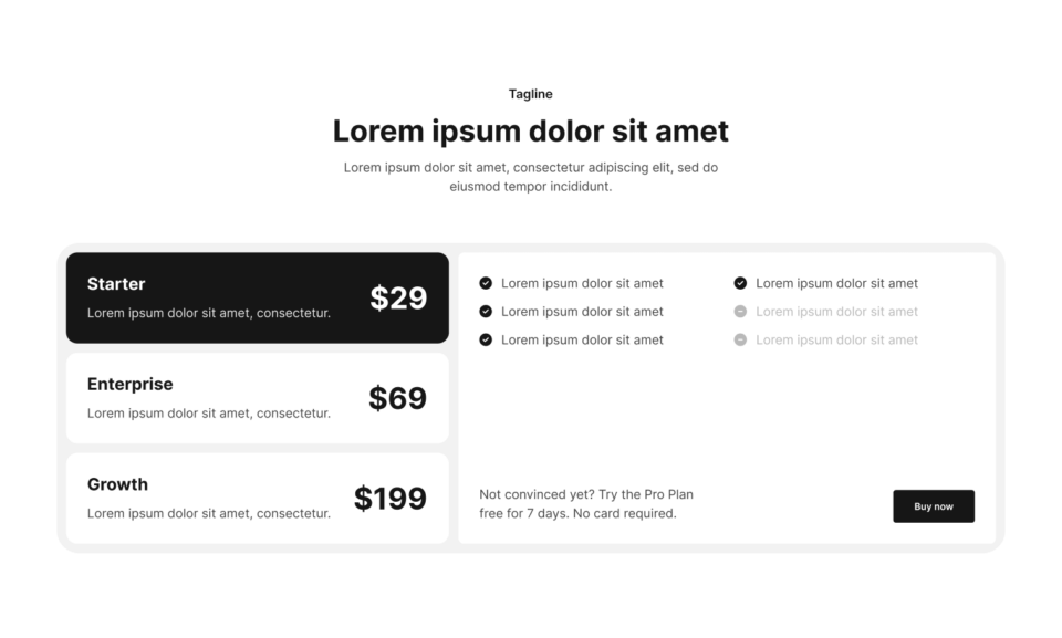 Pricing Section 32 布局预览