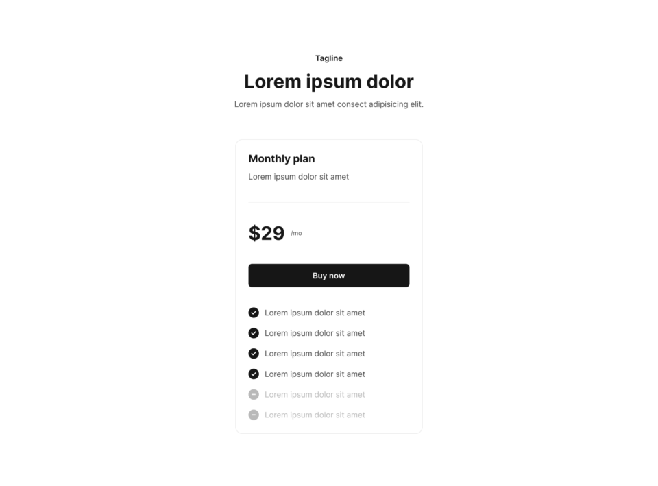Pricing Section 7 布局预览