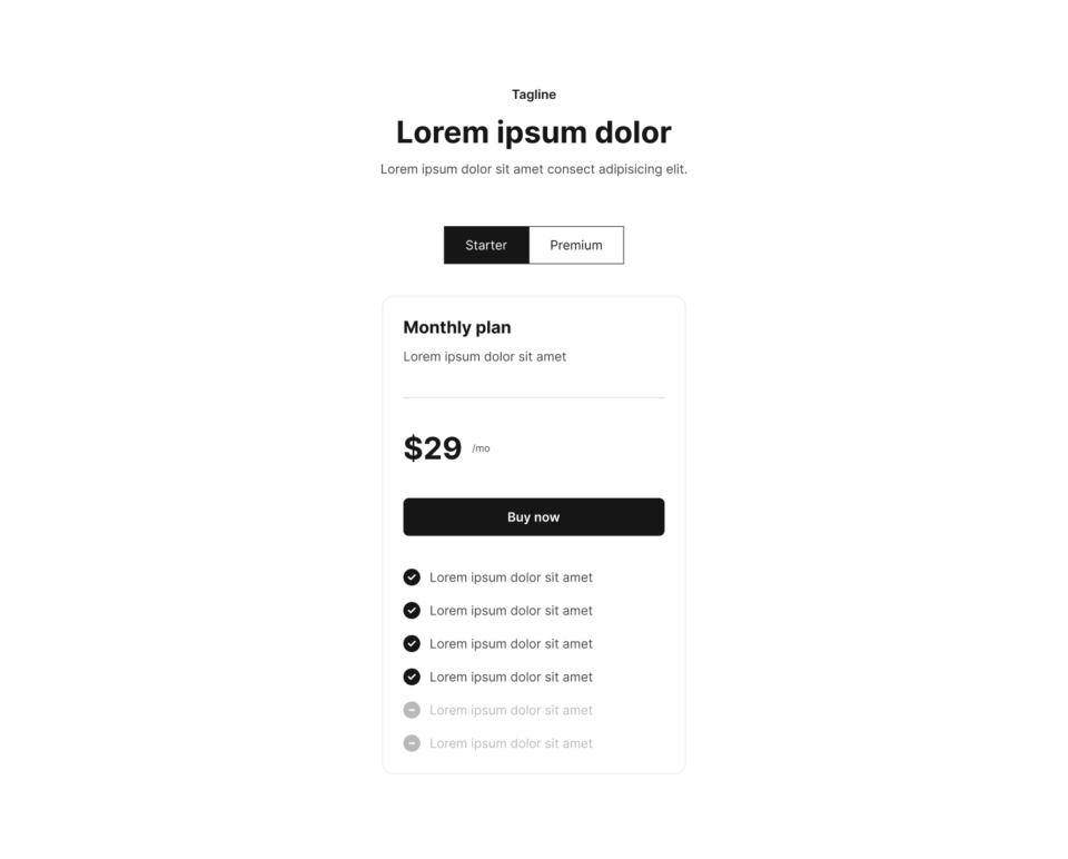 Pricing Section 8 布局预览