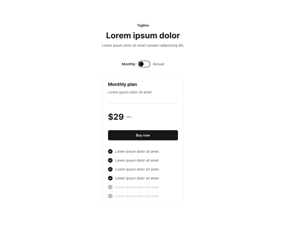 Pricing Section 9 布局预览